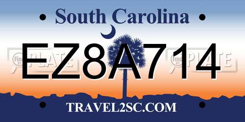 EZ8A714 South Carolina License Plate