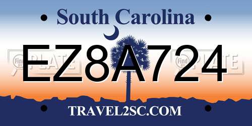 EZ8A724 South Carolina License Plate
