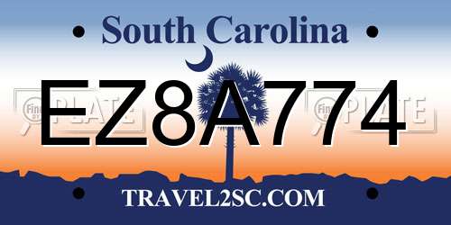 EZ8A774 South Carolina License Plate