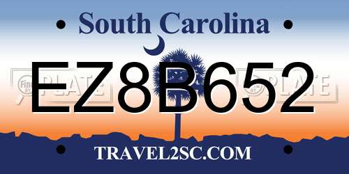 EZ8B652 South Carolina License Plate