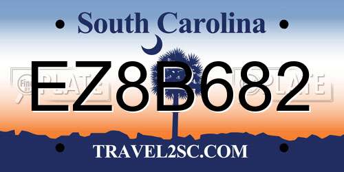 EZ8B682 South Carolina License Plate