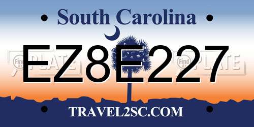 EZ8E227 South Carolina License Plate