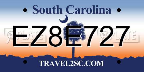EZ8E727 South Carolina License Plate