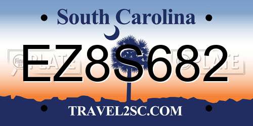 EZ8S682 South Carolina License Plate
