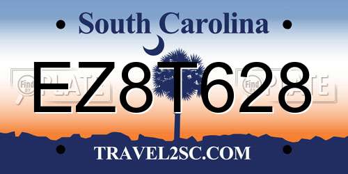 EZ8T628 South Carolina License Plate
