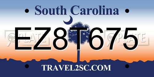 EZ8T675 South Carolina License Plate