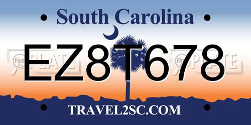 EZ8T678 South Carolina License Plate