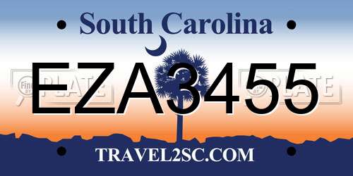 EZA3455 South Carolina License Plate