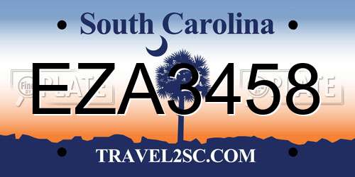 EZA3458 South Carolina License Plate