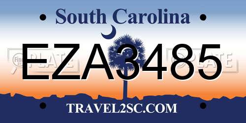 EZA3485 South Carolina License Plate