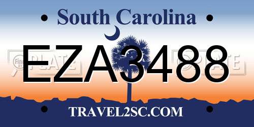 EZA3488 South Carolina License Plate