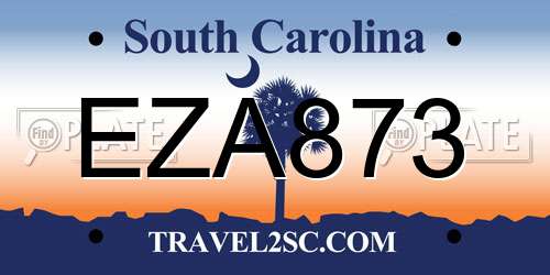 EZA873 South Carolina License Plate
