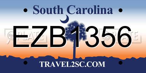 EZB1356 South Carolina License Plate