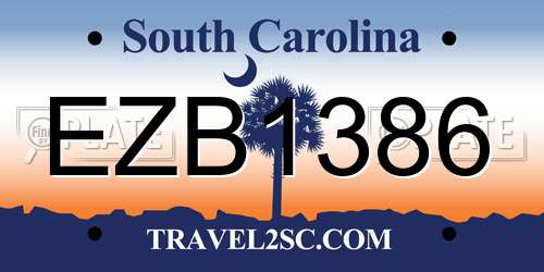 EZB1386 South Carolina License Plate