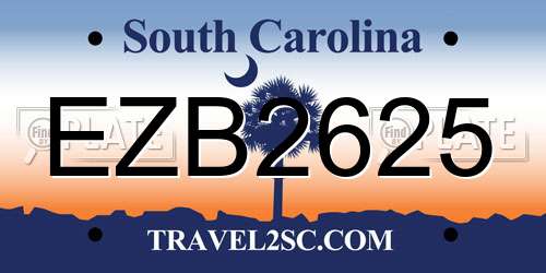 EZB2625 South Carolina License Plate