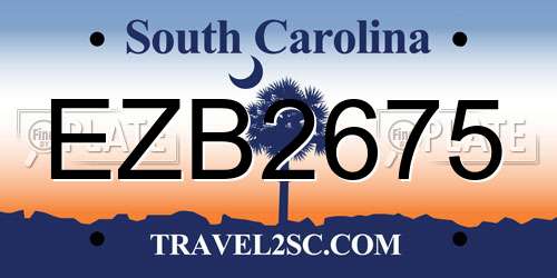 EZB2675 South Carolina License Plate