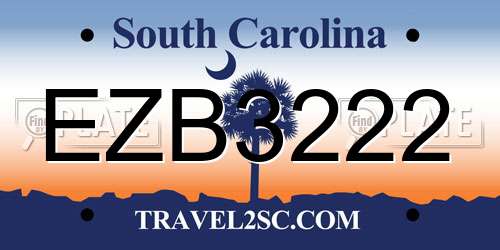 EZB3222 South Carolina License Plate