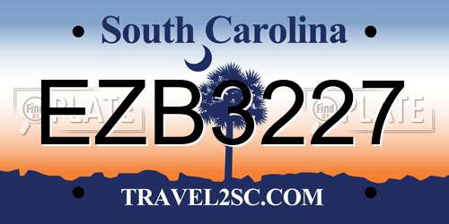 EZB3227 South Carolina License Plate