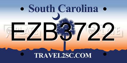 EZB3722 South Carolina License Plate