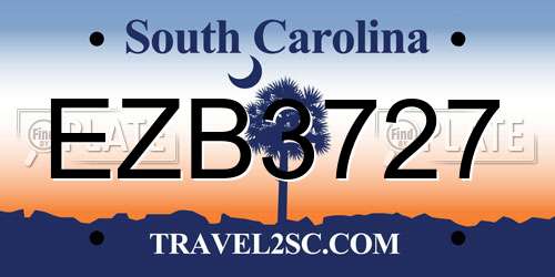 EZB3727 South Carolina License Plate