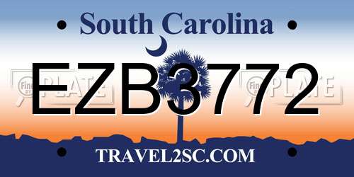 EZB3772 South Carolina License Plate