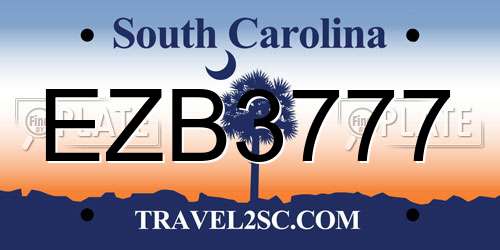 EZB3777 South Carolina License Plate