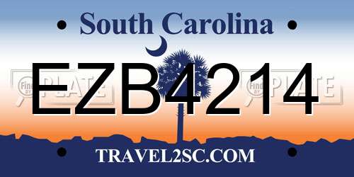 EZB4214 South Carolina License Plate
