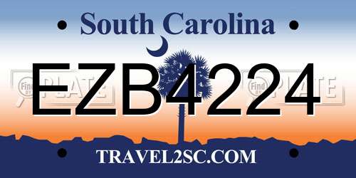EZB4224 South Carolina License Plate