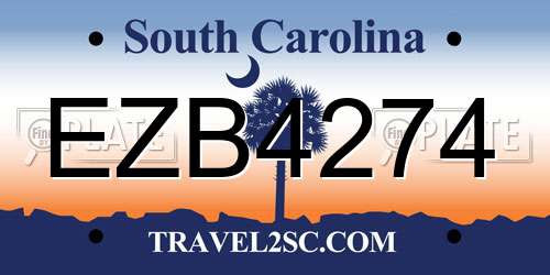 EZB4274 South Carolina License Plate