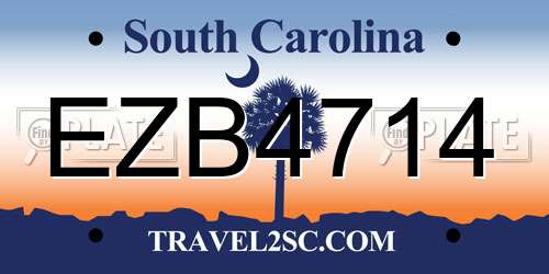 EZB4714 South Carolina License Plate