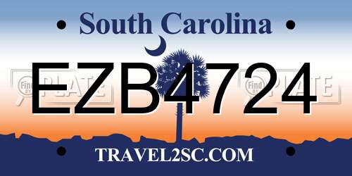 EZB4724 South Carolina License Plate