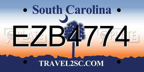 EZB4774 South Carolina License Plate