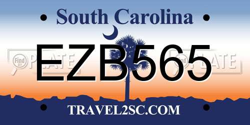 EZB565 South Carolina License Plate