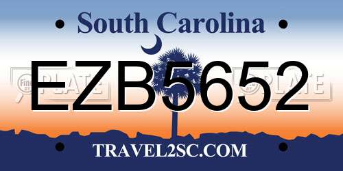 EZB5652 South Carolina License Plate