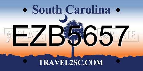 EZB5657 South Carolina License Plate