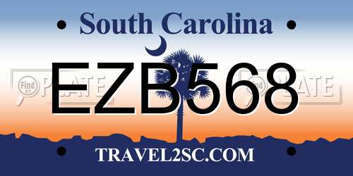 EZB568 South Carolina License Plate
