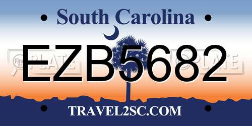 EZB5682 South Carolina License Plate