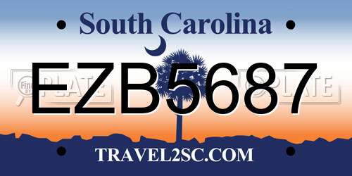 EZB5687 South Carolina License Plate
