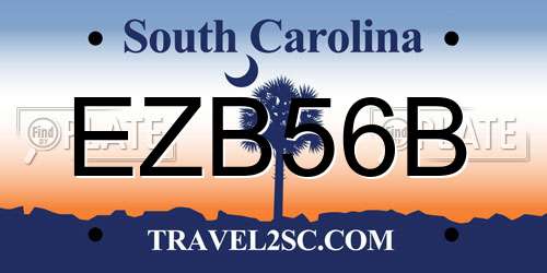 EZB56B South Carolina License Plate