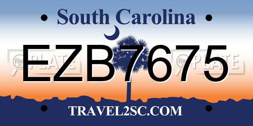 EZB7675 South Carolina License Plate