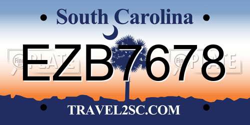 EZB7678 South Carolina License Plate