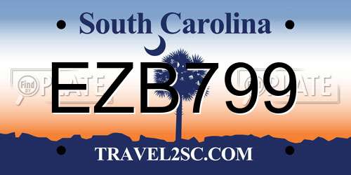 EZB799 South Carolina License Plate