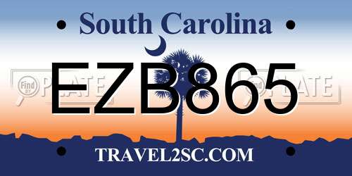 EZB865 South Carolina License Plate
