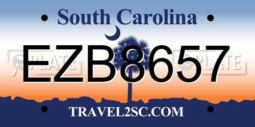 EZB8657 South Carolina License Plate
