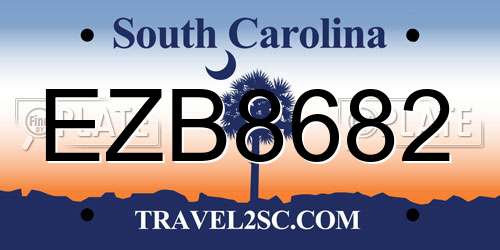 EZB8682 South Carolina License Plate