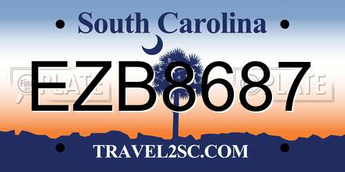 EZB8687 South Carolina License Plate