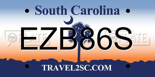 EZB86S South Carolina License Plate