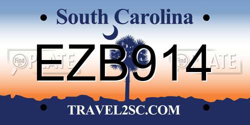EZB914 South Carolina License Plate