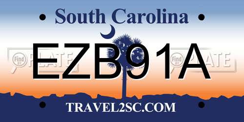 EZB91A South Carolina License Plate