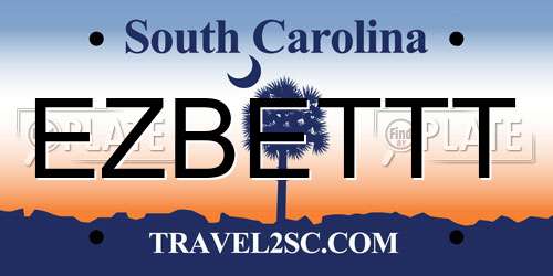 EZBETTT South Carolina License Plate